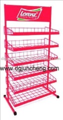 red metal display rack