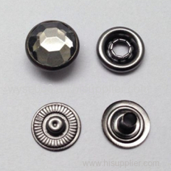 Stone Cap Prong Snap Button Black Nickle Color