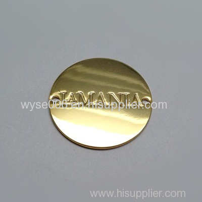 Alloy Badge Sewing Type with Round Shape Shiny Gold Color