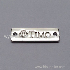 Alloy Badge Sewing Type with Rectangle Shape Shiny Nickle Color