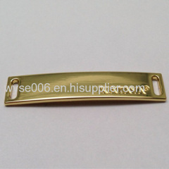 Alloy Badge Sewing Type with Curved Shape Shiny Gold Color