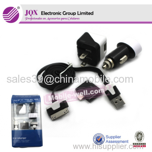 Hot selling 3 in 1 charger for iPhone 5 /for iPhone with high quality