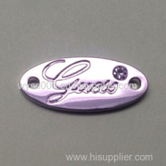 Alloy Badge Sewing Type with Rhinestone Shiny Nickle Color