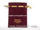 Jewelery drawstring velvet gift pouches bag with gold hotfoil logo stamping