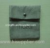 Personalized mock-stitch small handmade grey suede fabric gift pouches bag for cosmetics