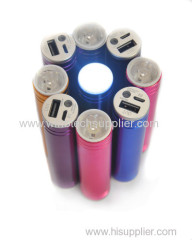 usb power bank 2600mha with led torch light can choose 2000 or 2600mha power bank torch