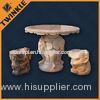 Beige Carved Marble Garden Ornaments With Outdoor Decor Bench And Table