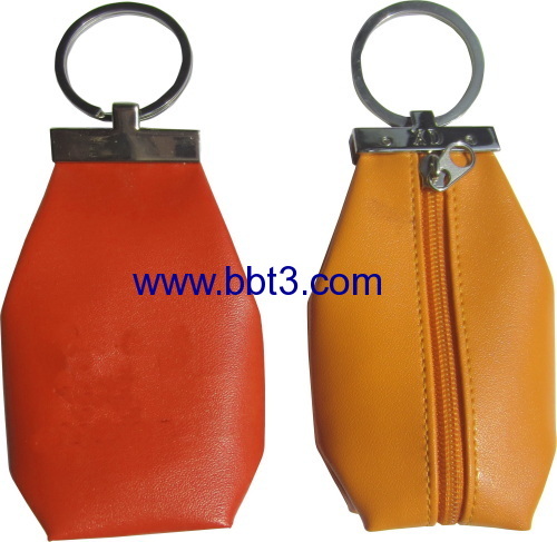 Promotional PU coin bag with metal keychain