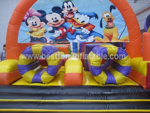 Mickey Theme Inflatable Obstacle Course Amusement Park