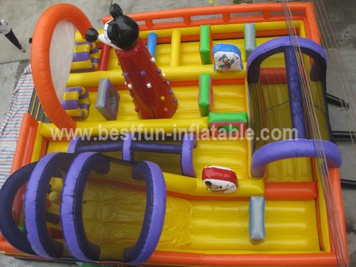 Mickey Theme Inflatable Obstacle Course Amusement Park