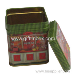 Small square candy tin