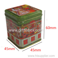 Small square candy tin box