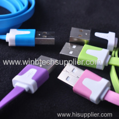 Colorful flat Micro USB 2.0 Data sync Charger cable For Nokia HTC Samsung galaxy smart mobile phone