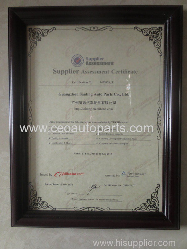 Supplier Assessment Certificate