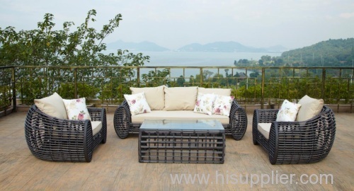 Plastic thick pipe garden sofa set/outdoor rattan sofa set