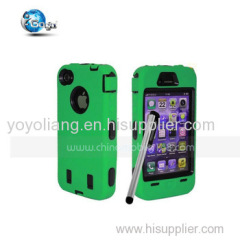 Pen+Hybrid Rubber Matte Hard Case Cover For iPhone 4G/4S