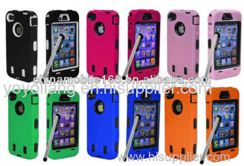 Pen+Hybrid Rubber Matte Hard Case Cover For iPhone 4G/4S