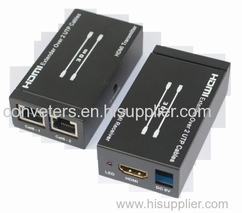 HDMI Extender Over Dual 30m UTP Cables with IR Control