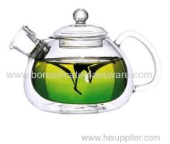 Hand Made Borosilicate Double Walled Glass Teapot