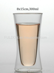 300ml high quality borosilicate 3.3 double wall glass mug