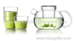 heat resistant single wall glass teapot with infuser