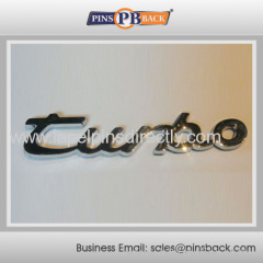 Metal name badge with customized/silver plated pin badge/die struck lapel pin