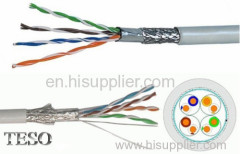 SFTP Cat5e Ethernet Lan Cable Bare Copper With Shielded , PVC Jacket