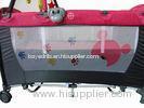 Red Folding Children Cot , Portable Baby Playpen Attached Big Canopy