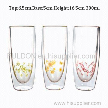 C&C Glass 300ml high quality borosilicate double wall glass tea cup