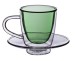 C&C glass classic design double wall glass teacups with coasters