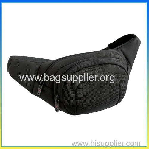Fashionable polyester black sports waist belt bag