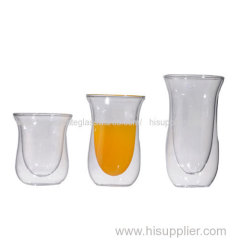 C&C unique design borosilicate double wall glass cups