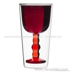 220ml pure hand blown innovative design double wall wine glass