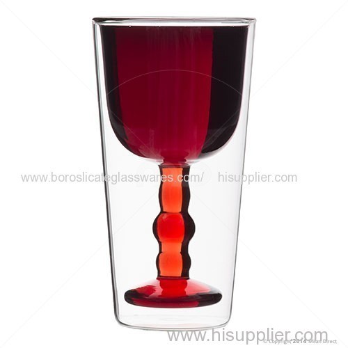 pure hand blown innovative design double wall wine glass