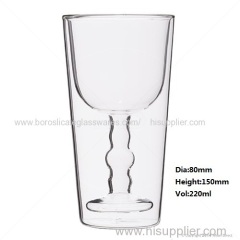 pure hand blown innovative design double wall wine glass