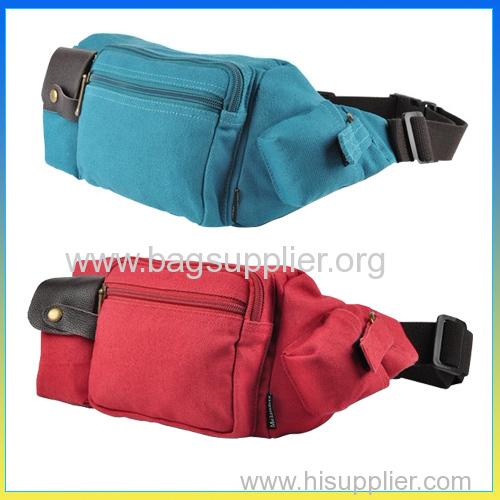 Fashion canvas sports belt pouch motorcycle waist bag