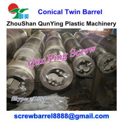 Conical twin screws and barrels
