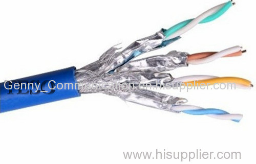 Solid S/FTP Cat6a Ethernet Lan Cable 23Awg High Speed For Networking
