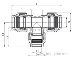 PP Reducing Tee With PN16 Compression Fittings