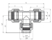 PP Reducing Tee With PN16 Compression Fittings