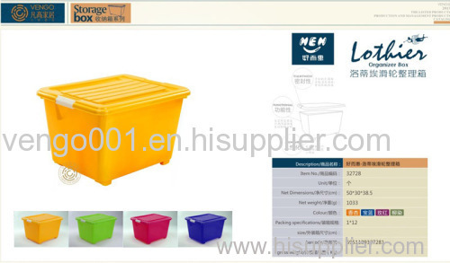 Plastic storage box with wheel