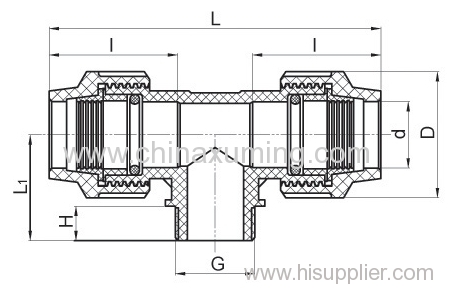 PP Equal Tee With Male Thread Compression Fittings