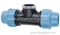 PP Equal Tee With Female Thread Compression Fittings