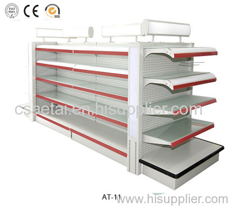 Supermarket gondola shelves display rack