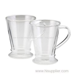 portable borosilicate double wall glass mugs for ice cream /juice /milk