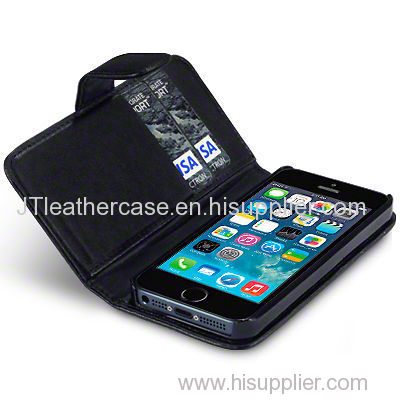 100% Hand made Black PU leather case for iphone 5 .
