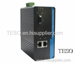 2 TP Ports Industrial Fiber Media Converter LC Connector , Single Fiber Port