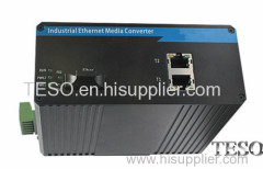 2 TP Ports Industrial Fiber Media Converter LC Connector , Single Fiber Port
