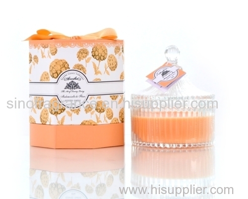 100% pure soy scented candle in glass jar with hard-box