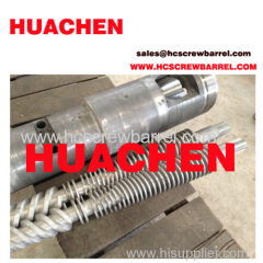 Conical doube twin screw barrel